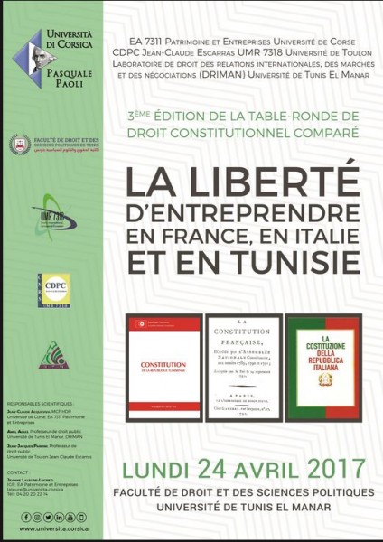 La liberté d'entreprendre en France, en Italie et en Tunisie