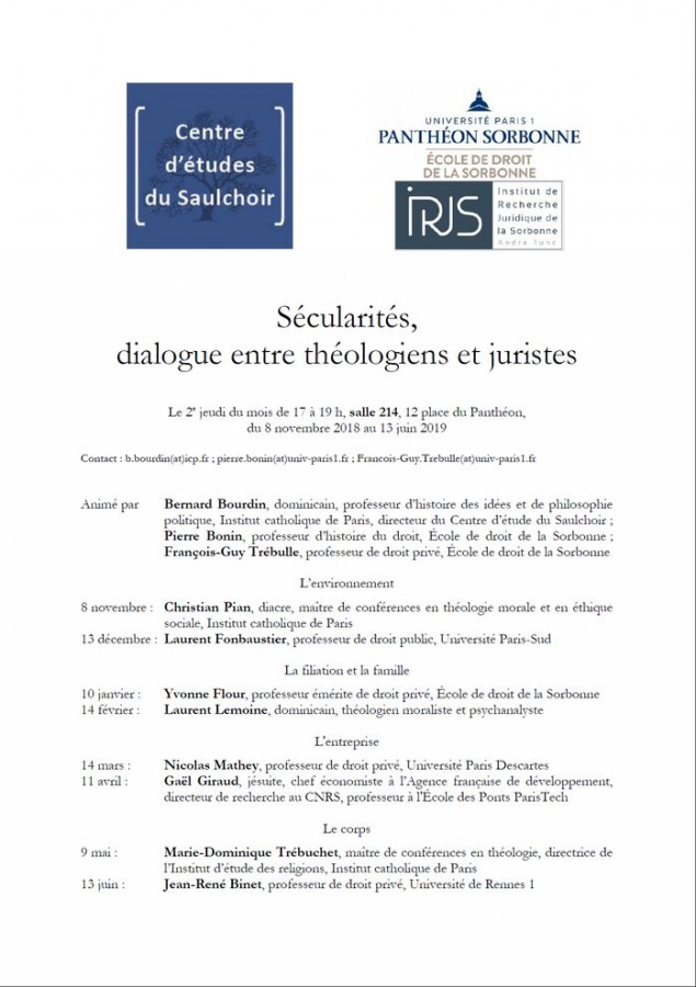 Sécularités, dialogue entre théologiens et juristes