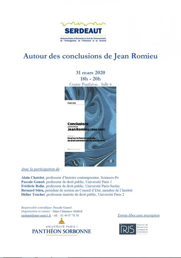 [Reporté] Autour des conclusions de Jean Romieu