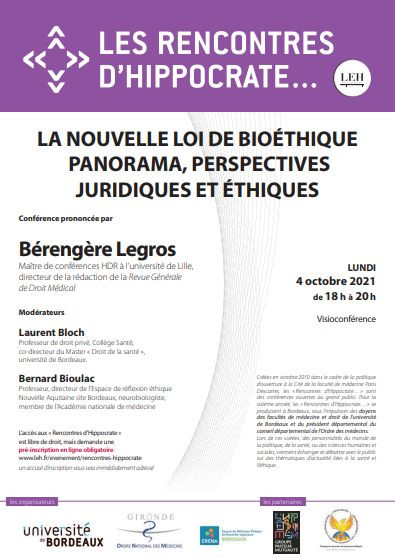 La nouvelle loi de bioéthique, panorama, perspectives juridiques et éthiques