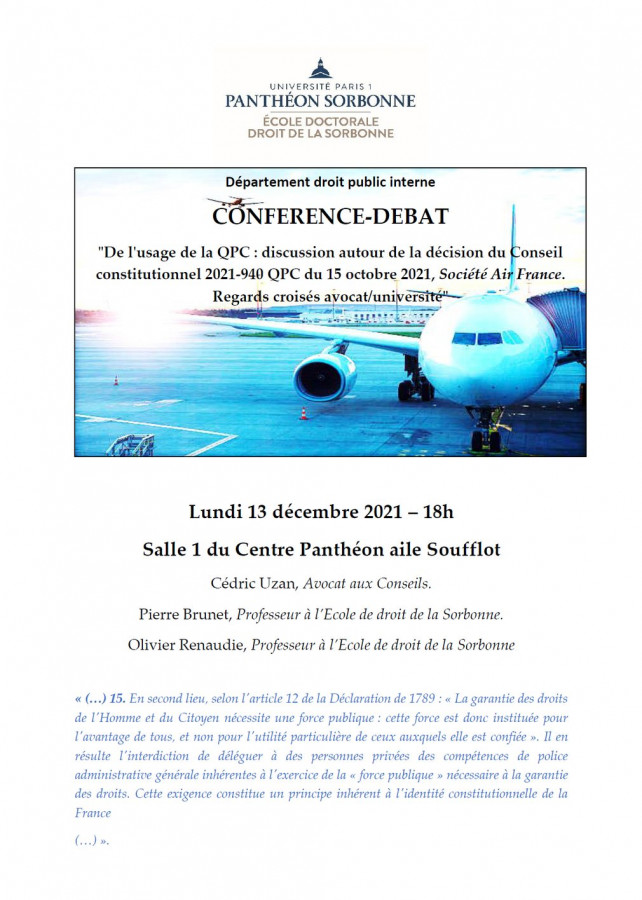 De l'usage de la QPC : discussion autour de la décision du Conseil constitutionnel 2021-940 QPC du 15 octobre 2021, Société Air France