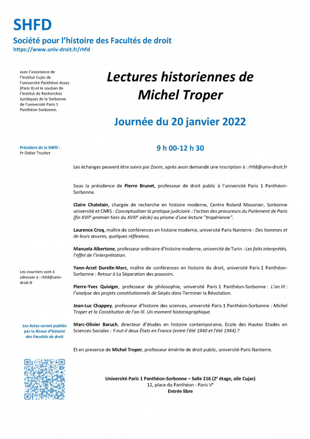 Lectures de... n° 11 : Lectures historiennes de Michel Troper