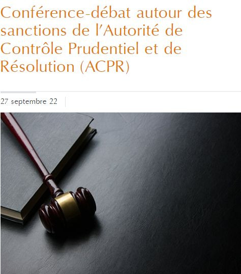 Les sanctions de l’Autorité de Contrôle Prudentiel et de Résolution (ACPR)