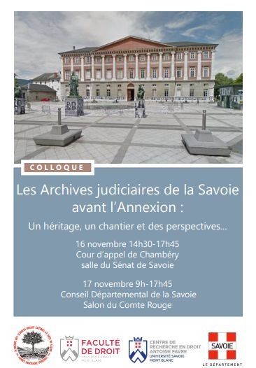 Les Archives judiciaires de la Savoie avant l’Annexion