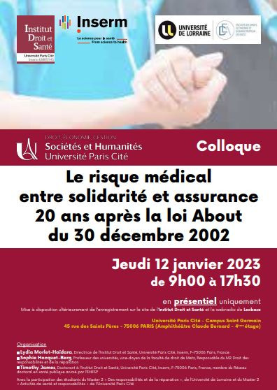 Le risque médical entre solidarité et assurance 20 ans après la la loi About du 30 décembre 2002