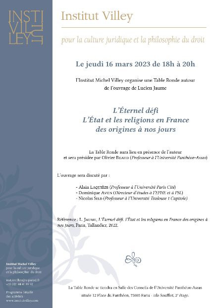 [Reporté] L’Éternel défi. L’État et les religions en France des origines à nos jours