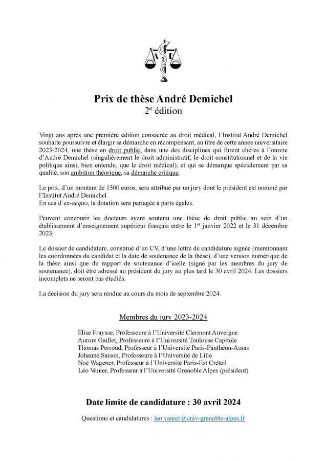 Prix de thèse André Demichel