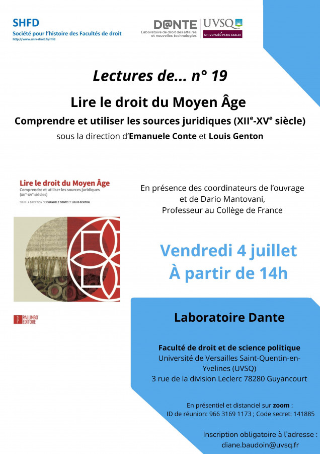 Lectures de... n° 19 : Lire le droit du Moyen Âge