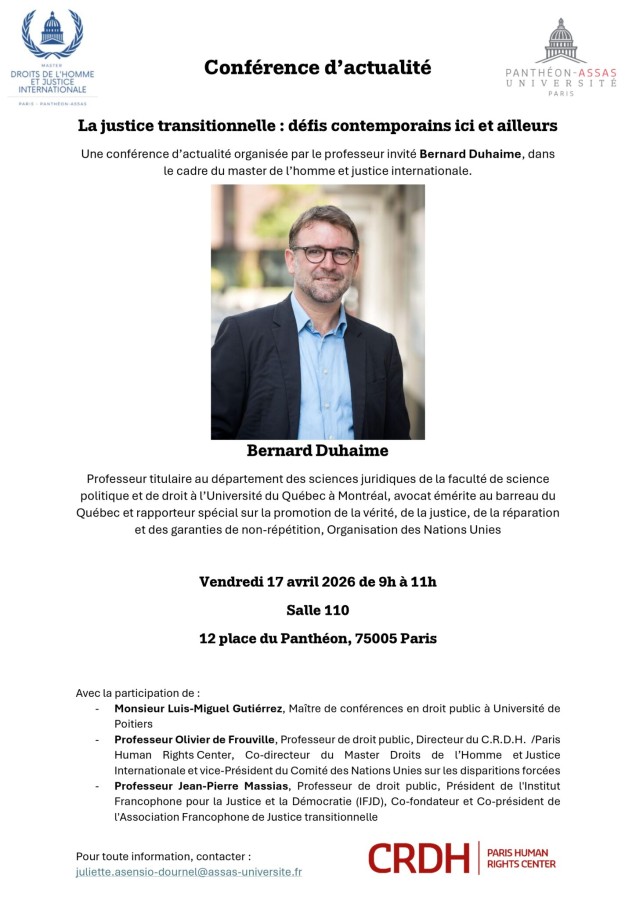 La justice transitionnelle : défis contemporains ici et ailleurs