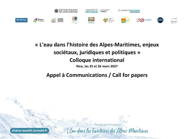 L’eau dans l’histoire des Alpes-Maritimes, enjeux sociétaux, juridiques et politiques