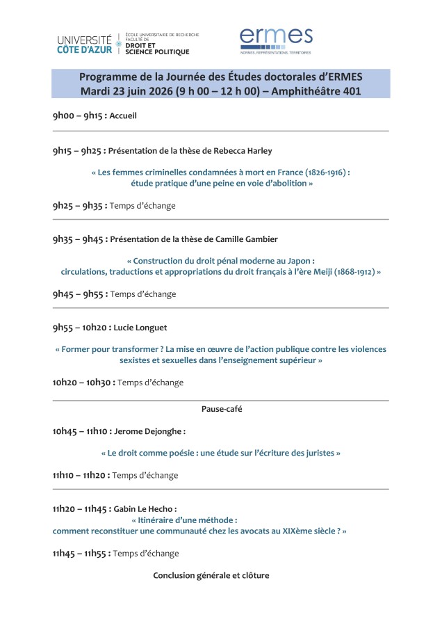 Journée des Études doctorales d’ERMES