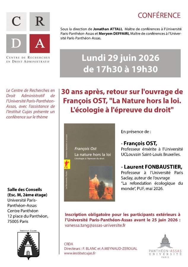 30 ans après, retour sur l'ouvrage de François Ost, « La Nature hors la loi. L'écologie à l'épreuve du droit »
