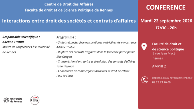 Interactions entre droit des sociétés et contrats d'affaires
