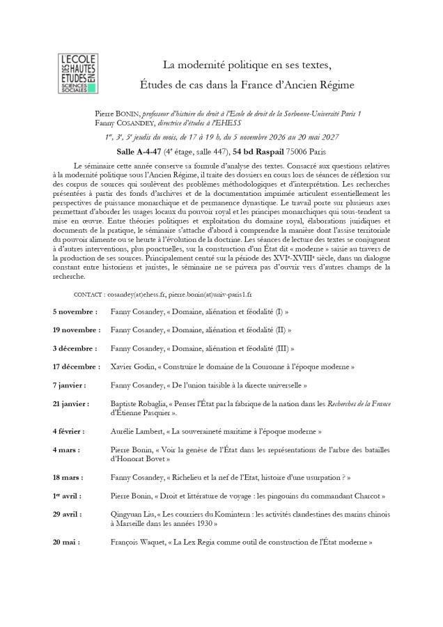 La modernité politique en ses textes (IV)