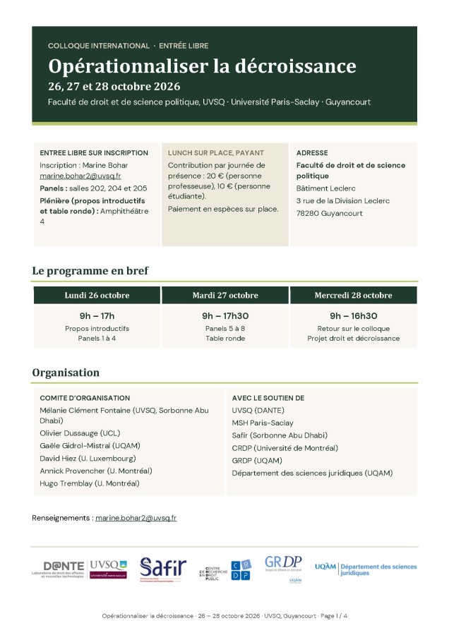 Opérationnaliser la décroissance : comment le droit peut-il clarifier les incertitudes et atténuer les contradictions ?